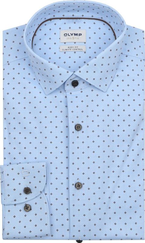 OLYMP - Level Five 24/Seven - Overhemd - Bleu - Body Fit - Modern Kent