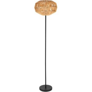 EGLO Sheldon Vloerlamp - E27 - 153.5 cm - Zwart/Natuurlijk/Bruin - Papier