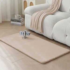 Vloerkleed, modern kunstbont, pluizig tapijt, zacht en comfortabel tapijt voor slaapkamer, kinderkamer en woonkamer (80 x 150 cm, kaki)