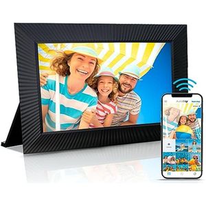 Digitale fotolijst voor video's en foto's met draadloos opladen, 10,1 inch display, personaliseerbaar