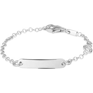 Zilver Gerhodineerde Graveerarmband plaat zirkonia 4 1329561 11 cm