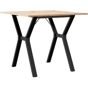 The Living Store Eettafel Y-frame 90x90x75 cm massief grenenhout en gietijzer - Eetkamertafel - Houten Tafel - Grenenhouten Tafel - Landelijke Tafel - Vintage Tafel