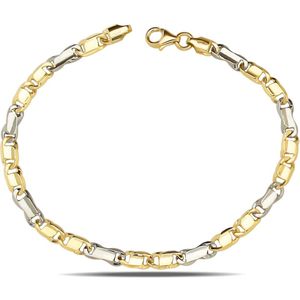 Juwelier Zwartevalk 14 karaat gouden bicolor armband - ZV 971/19cm--