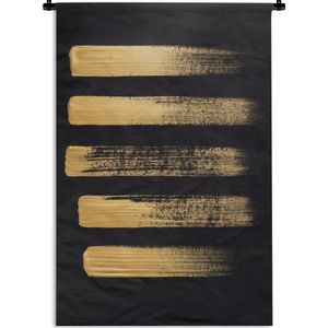Wandkleed Goud - Patroon van gouden verf op een zwarte achtergrond Wandkleed katoen 120x180 cm - Wandtapijt met foto XXL / Groot formaat!