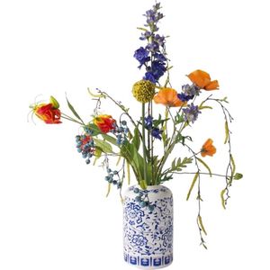 Winq - Plukboeket van Zijden Bloemen Blauw, Geel en Oranje -boeket nepbloemen