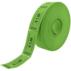 CombiCraft Consumptiebonnen op rol met eurobedrag - 1,50 in groen - 5 rollen - 5x1000 bonnen