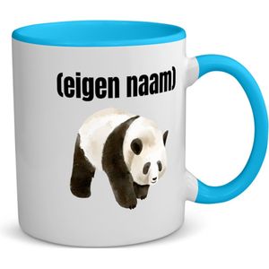 Akyol - panda met eigen naam koffiemok - theemok - blauw - Panda - panda liefhebbers - mok met eigen naam - iemand die houdt van panda's - verjaardag - cadeau - kado - 350 ML inhoud