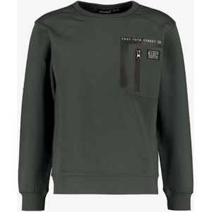 Unsigned jongens sweaters met borstzakje groen - Maat 134/140