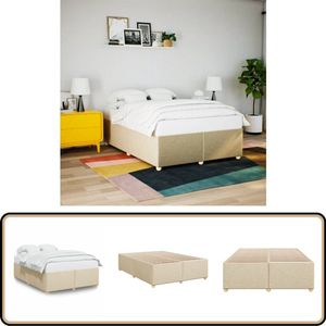 vidaXL Bedframe zonder matras stof crèmekleurig 160x200 cm