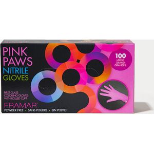 Framar - Pink Paws - Nitrile Wegwerphandschoenen - Felroze - 100 stuks