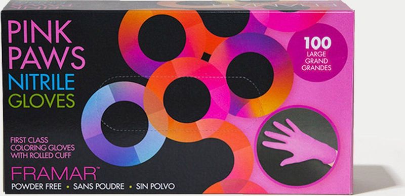 Framar - Pink Paws - Nitrile Wegwerphandschoenen - Felroze - 100 stuks