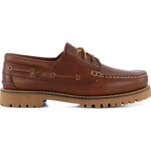 Travelin' Plymouth Heren - Leren Moccasins met veter - Boot schoen - Bruin Leer - Maat 44