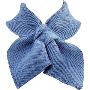Strik sjaal blauw - strikvormige blauwe sjaal - gebreide sjaal