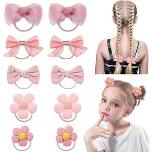 10 stuks roze haarstrikken - schattige bloemen haaraccessoires - geschikt voor de meeste haar diktes van kinderen