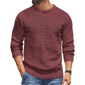 Heren Trui Ronde Hals Kabelpatroon - Basic Gebreide Wintertrui