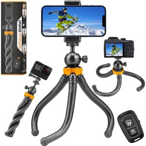 Studio ME Octopus Tripod Smartphone - 25 cm - Telefoon Statief - Flexibel - Bluetooth Afstandsbediening - Telefoonhouder - Camera Statief - Statief Telefoon