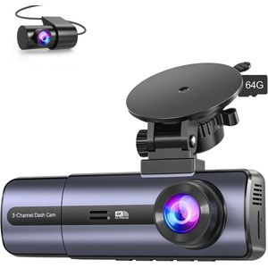 Dashcam 3-kanaals 1080P voor en binnen met auto