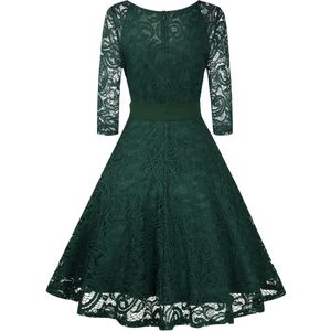 Vintage bruidsmeisjesjurken voor dames voor bruiloften, knielange kanten jurken, cocktailjurken, baljurken Donkergrijs XL