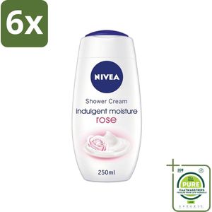 Nivea - Shower Indulgent Moisture Rose Douchecrème - 250 ml - Voordeelverpakking - 6 stuks - NIVEA douchecrème - Hydraterende douchecrème