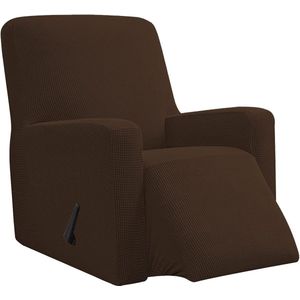 Hoes fauteuil jacquard, Fauteuilhoezen, stretchhoes voor relaxfauteuil compleet, Elastische hoes voor tv fauteuil (Bruin)