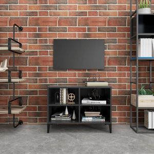 The Living Store TV-meubel Industriële Stijl - 69.5 x 30 x 50 cm - Grijs - Bewerkt Hout en Metaal