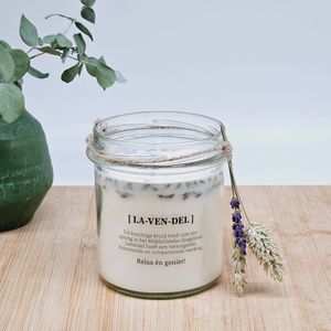 DIY pakket - Geurkaars met bloemen - lavendel - 8cm