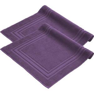 2-delige badmattenset, badstof douchemat, wasbare douchemat en badmat, 600 g/m² en 100% katoen, absorberend en sneldrogend, 50 x 70 cm, paars