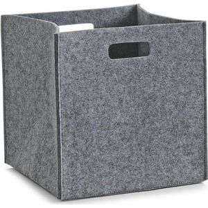 Zeller - Basket, cube, felt, grey