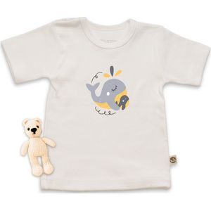 Wooden Buttons - T Shirt Baby - Schattige Walvis Print - Wit - Maat 86