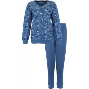 Tenderness Dames Pyjama - Katoen - Polo Sluiting - Blauw - Maat L