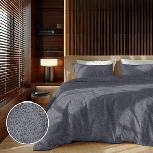 Zydante - Embossed Panther - Dekbedovertrek - Antraciet - Lits-Jumeaux 240x220 Cm