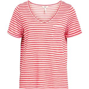 OBJECT Gestreept T-shirt OBJTESSI Rood/ Ecru