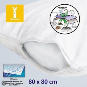Homee Molton waterdicht Kussensloop TPU 80x80 cm badstof wit - kraakt niet - kussen beschermer 2 stuks