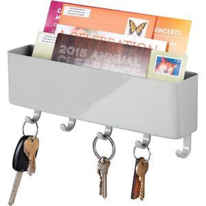 mDesign - Sleutelrek - sleutelorganizer/sleutelhouder - met plastic postbakje/modern/wandmodel - grijs