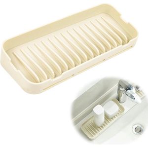 Siliconen spoelbak-organizer, afdruipmat, sponshouder, keuken, gootsteen, siliconen spons, zeepbak, siliconen plank, afvoerpan voor keuken, badkamer, sponzen, borstels, zeep, 1 stuk, wit