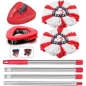 Turbo 2-in-1 Dweilmop Vervangende Mop - 2 Microvezelkoppen - 1 Steel - 1 Schraper - 1 Vloerwisser - Geschikt voor alle Vloeren