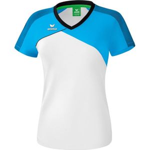 Erima Premium One 2.0 T-Shirt Dames - Wit / Curaçao / Zwart | Maat: 34