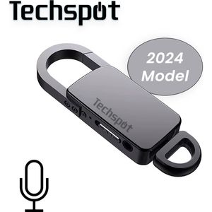 Techspot© Afluisterapparatuur - Afluisterapparaat - Sleutelhanger - Voice Recorder- Digitaal - Spy Recorder - Dictafoon - Opnemen - Afluisteren + oortjes - Zwart