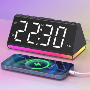 Digitale Wekker met Licht voor Kinderen - Groot LED-Display, 7 Kleuren Nachtlampje, USB Opladers, Snooze-functie en Batterij Back-up