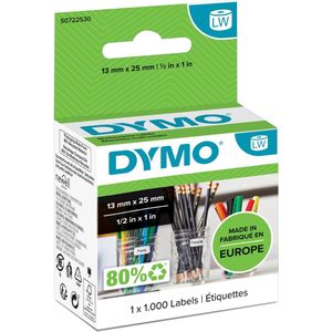 2 x Dymo LabelWriter etiket 11353 - S0722530 - multifunctioneel 13x25mm - rol 1000 st - wit - origineel