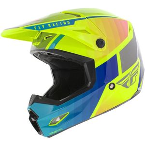 FLY Racing Kinetic Drift Blauw Hi-Vis Charcoal Crosshelm - Maat 2XL - Helm