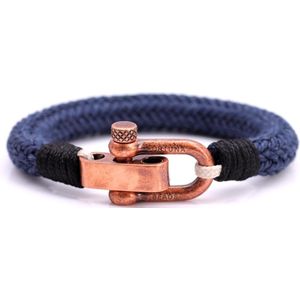 FortunaBeads Nautical C1 Koper Blauw Armband – Heren – Touw – Large 20cm