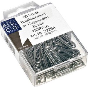 paperclips Norica 32mm verzinkt met kogeleind doos a 50 stuks