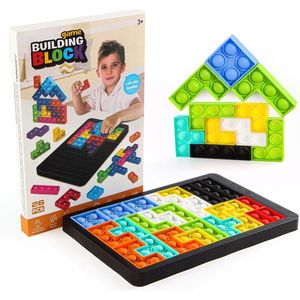 Ainy - Pop it Speelgoed Tetris 3D Puzzel - van het fidget toys smartgames IQ legpuzzels bordspellen voor kinderen jongens & meisjes | 27 popit puzzels stukjes - A 4 formaat | reisspellen vanaf 3 jaar
