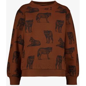 Unsigned jongens sweater met wolven bruin - Maat 92