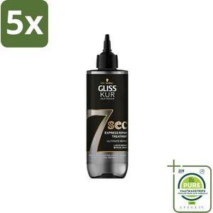 5 x Gliss-Kur - 7 Sec Express Repair Treatment - Ultimate Repair - Herstelt Intensief - 200 ml - Grootverpakking - Haar Herstel - Haarmasker - Beschadigd Haar - Droog Haar - Keratine