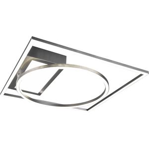 LED Plafondlamp - Plafondverlichting - Trion Dowino - 33W - Aanpasbare Kleur - Afstandsbediening - Dimbaar - Vierkant - Mat Nikkel - Aluminium
