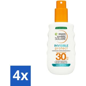 Garnier - Ambre Solaire - Zonnebrandspray - Invisible Protect - Aloë Vera - SPF 30 - 150 ml - Voordeelverpakking - 4 stuks