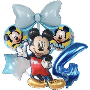 Mickey Mouse - Jomazo - Mickey Mouse folieballonnen met cijfer - Mickey Mouse verjaardag - Kinderverjaardag - Mickey Mouse 4 jaar - Mickey Mouse ballonnen - Mickey mouse ballon - Mickey Mouse ballonnen set - feest versiering - Disney kinderfeest