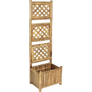 Plantenbak met klimrek - Bloembak - Weerbestendig - Met trellis - Buiten - Hout - Plantenrek - 27 Liter - Bruin